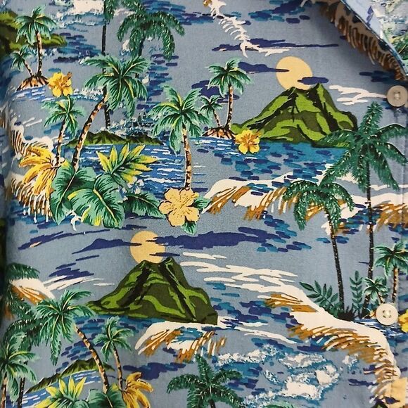 Wild Fable Tropical Blue Hawaiian Button Down Blouse Multi, Size M WOMEN - Picture 2 of 8
